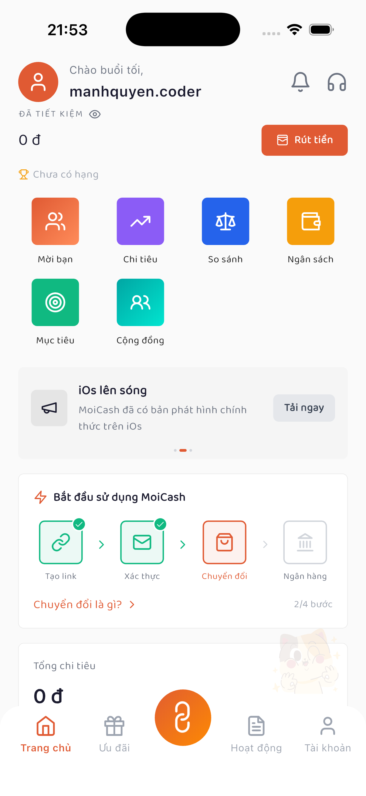 Màn hình Trang chủ có lối tắt So sánh